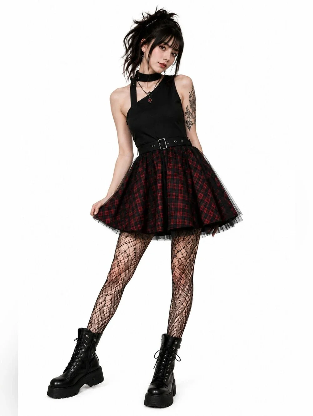 Punk Rave Plaid Dress - Picture 2 of 13